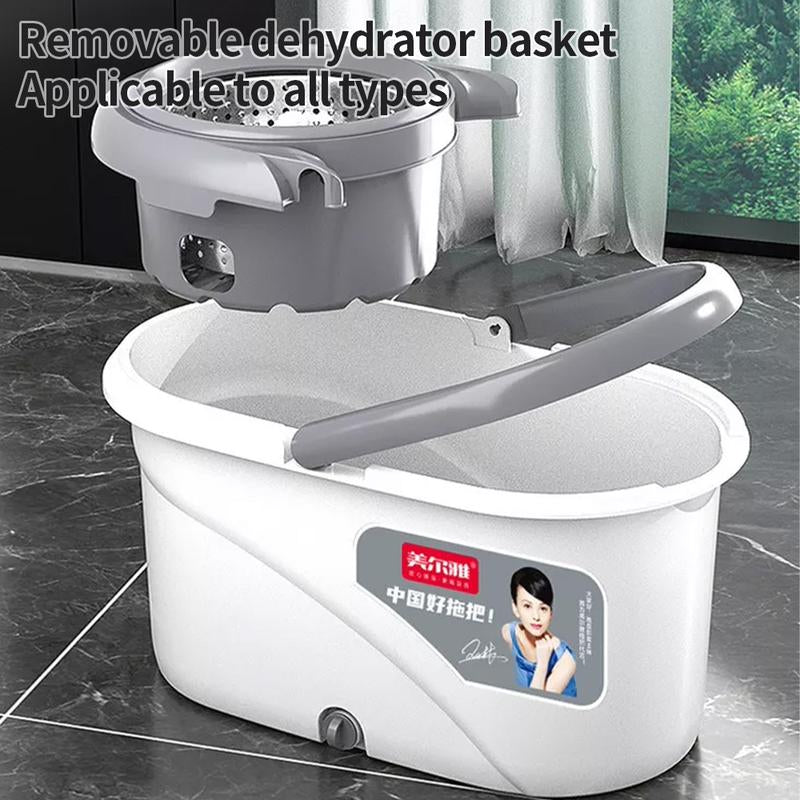 Juego de trapeador giratorio y cubo de 360° con 2 recambios de microfibra