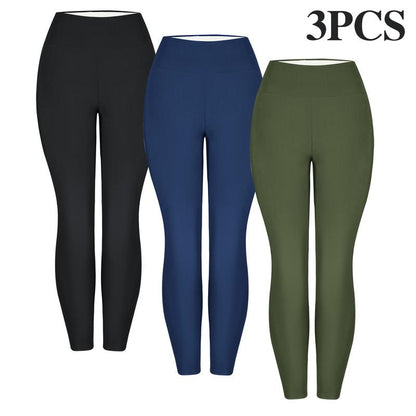 Leggins de Invierno Cálidos Forrados en Polar de Cintura Alta para Mujeres 3PCS 