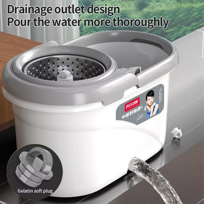 Juego de trapeador giratorio y cubo de 360° con 2 recambios de microfibra