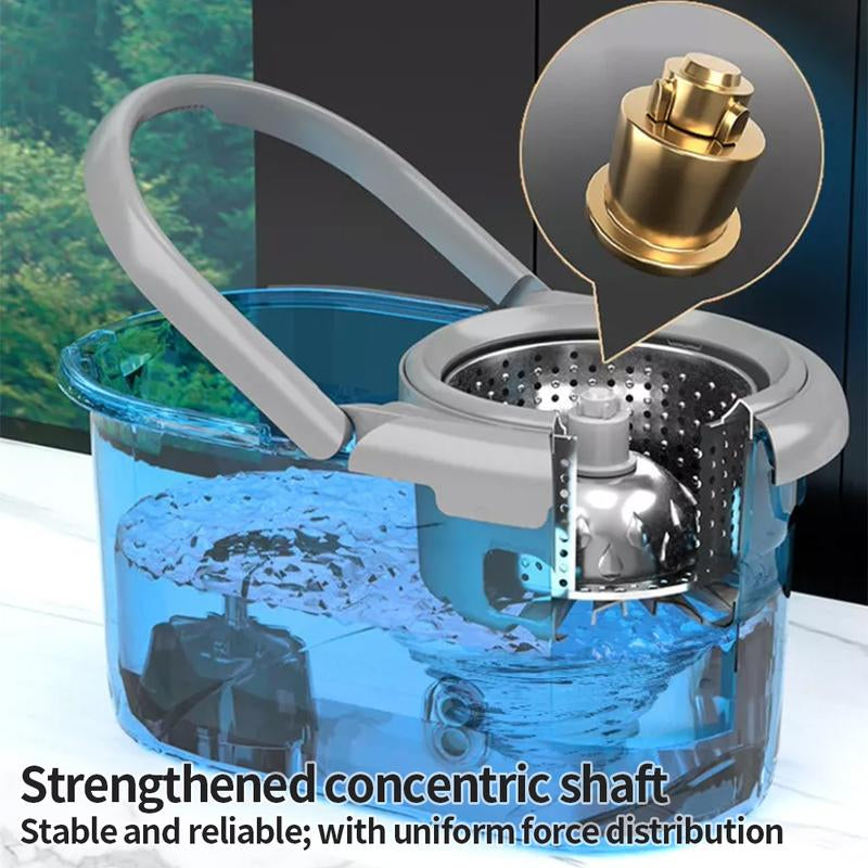 Juego de trapeador giratorio y cubo de 360° con 2 recambios de microfibra