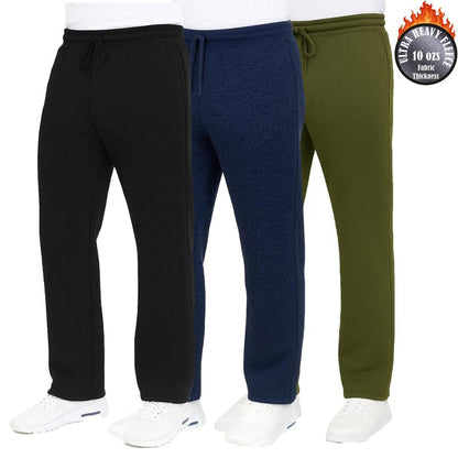 3-Pack Men'S Classic Heavyweight Fleece Sweatpants with Open Bottom (S-3XL)