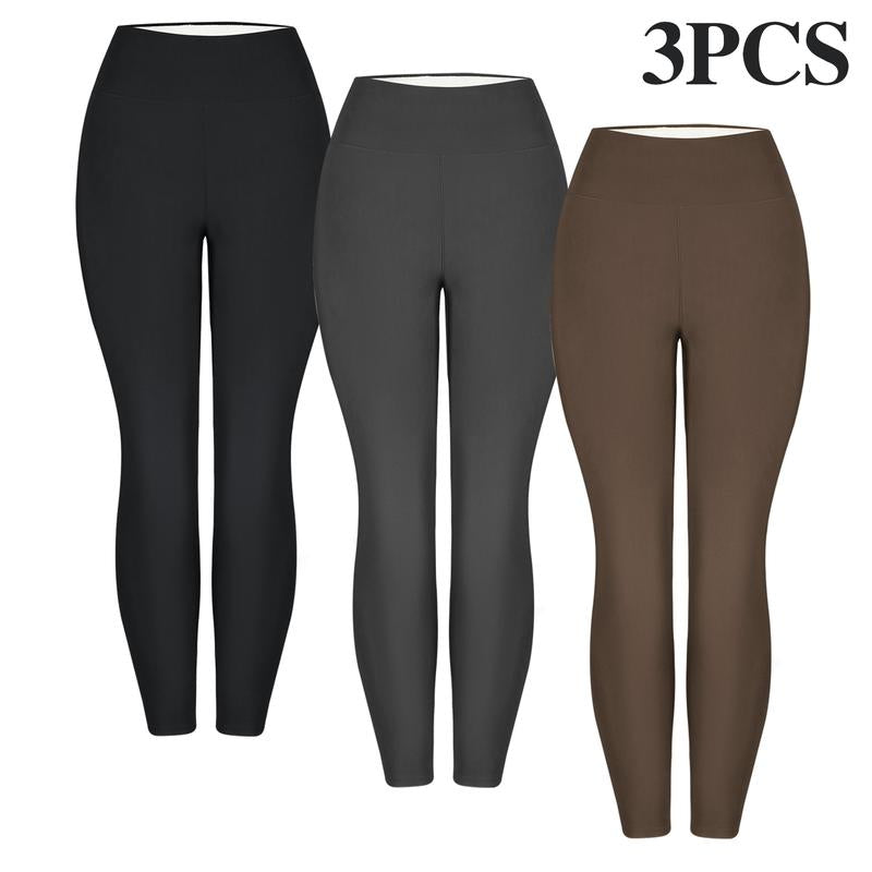 Leggins de Invierno Cálidos Forrados en Polar de Cintura Alta para Mujeres 3PCS 