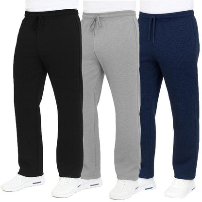 3-Pack Men'S Classic Heavyweight Fleece Sweatpants with Open Bottom (S-3XL)