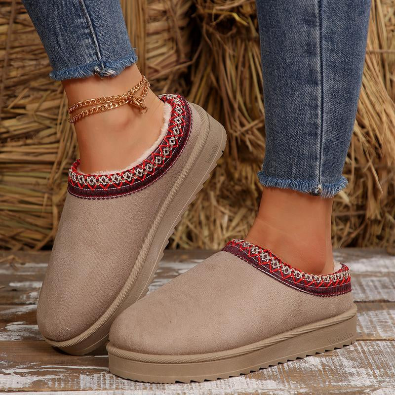 Zapatillas cálidas cortas con plataforma para mujer