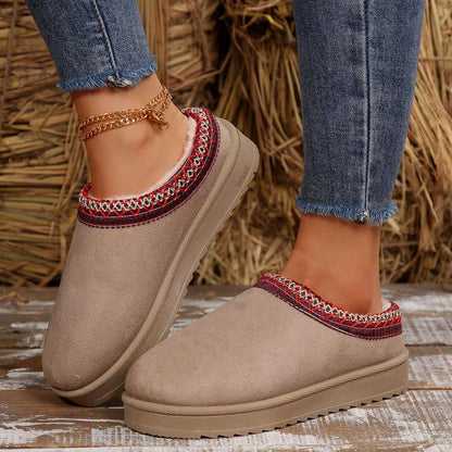 Zapatillas cálidas cortas con plataforma para mujer