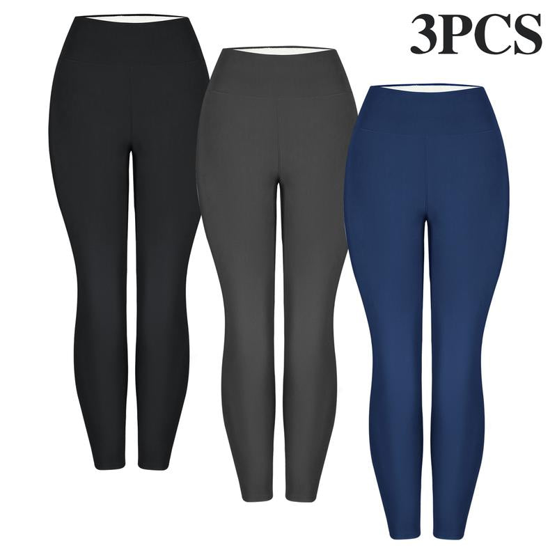 Leggins de Invierno Cálidos Forrados en Polar de Cintura Alta para Mujeres 3PCS 