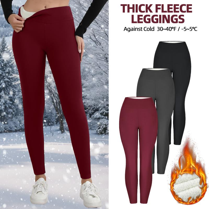 Leggins de Invierno Cálidos Forrados en Polar de Cintura Alta para Mujeres 3PCS 