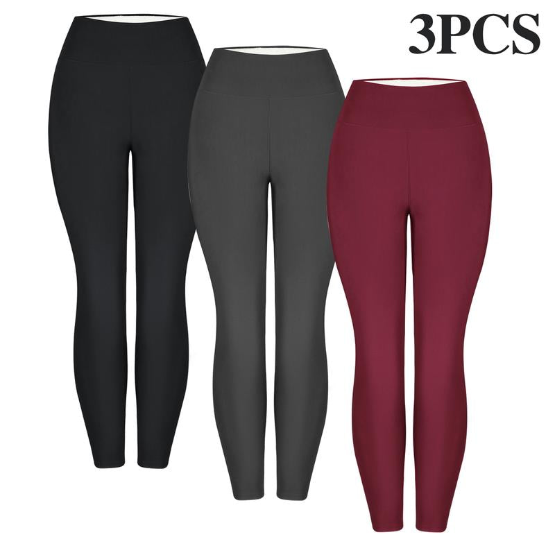 Leggins de Invierno Cálidos Forrados en Polar de Cintura Alta para Mujeres 3PCS 