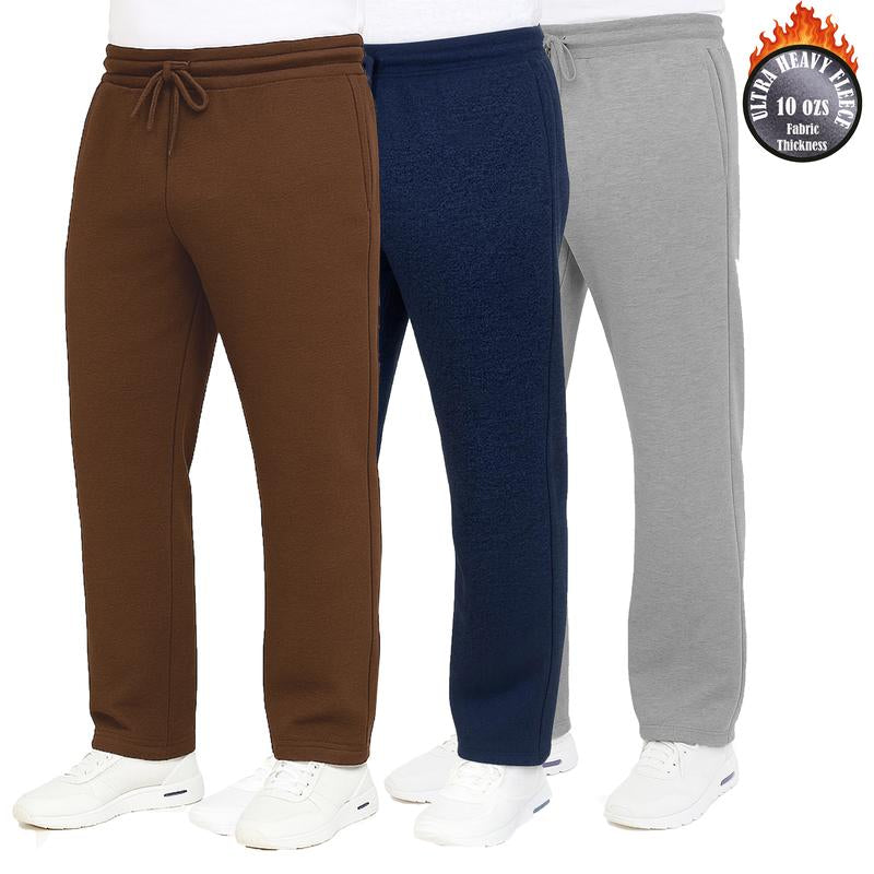 3-Pack Men'S Classic Heavyweight Fleece Sweatpants with Open Bottom (S-3XL)